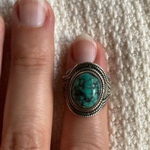 Unique Raw Turquoise Ring - Sterling Silver